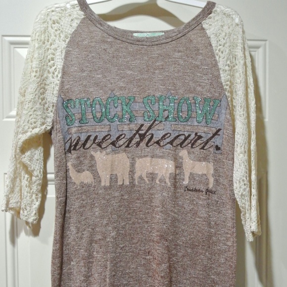 Women's 3/4 crochet sleeve Stock Show Sweetheart t-shirt - Picture 1 of 4